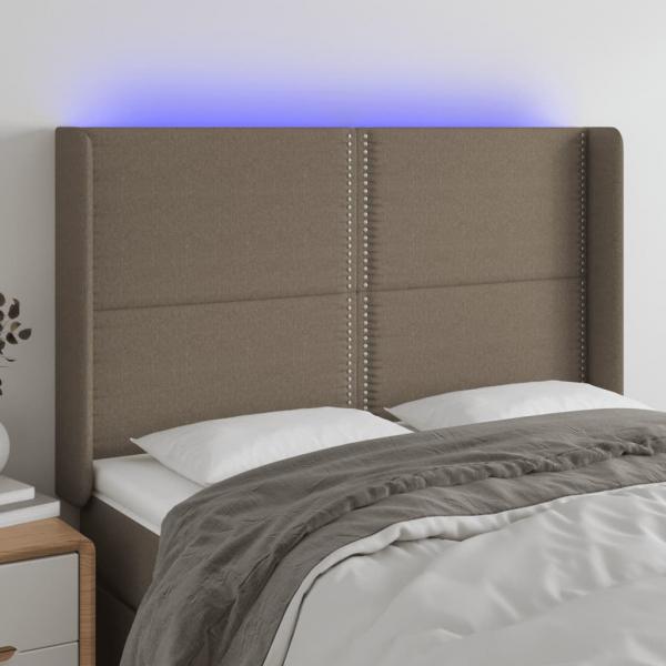 ARDEBO.de - LED Kopfteil Taupe 147x16x118/128 cm Stoff