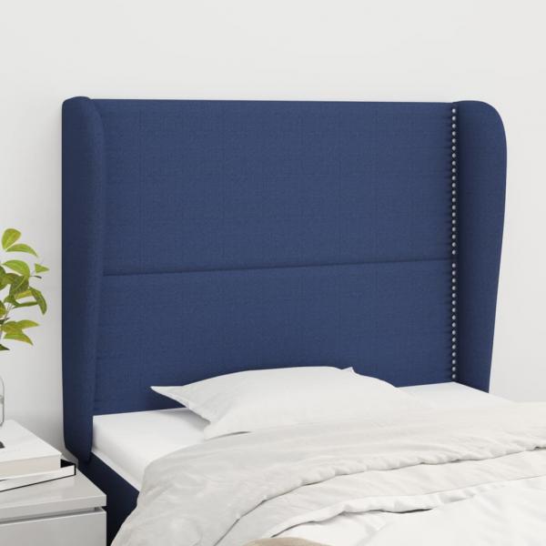 ARDEBO.de - Kopfteil mit Ohren Blau 93x23x118/128 cm Stoff