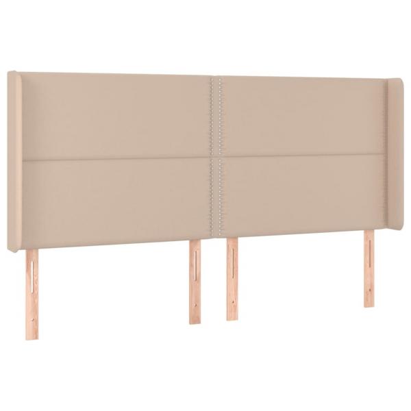 LED Kopfteil Cappuccino-Braun 183x16x118/128cm Kunstleder