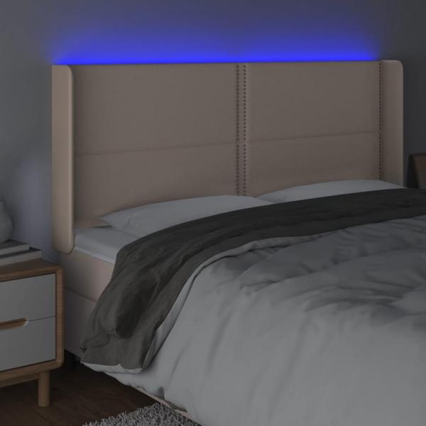 LED Kopfteil Cappuccino-Braun 183x16x118/128cm Kunstleder