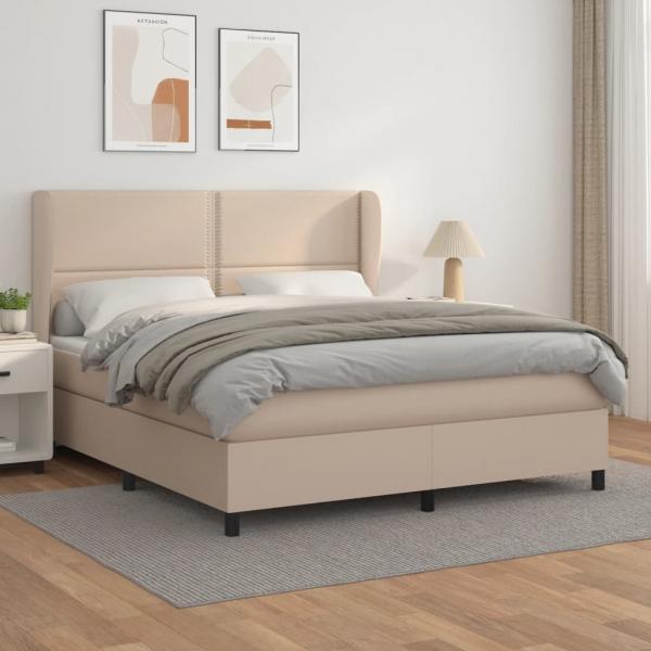 ARDEBO.de - Boxspringbett Matratze Cappuccino-Braun 160x200 cm Kunstleder