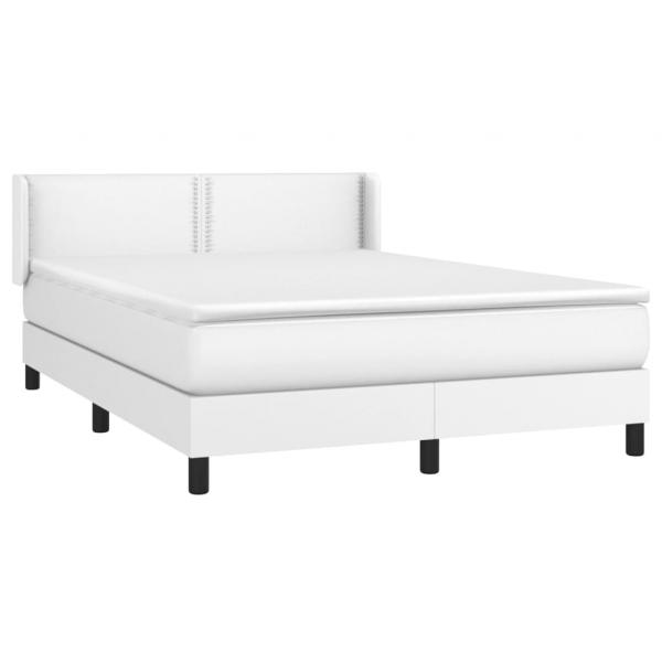 Boxspringbett mit Matratze Weiß 140x190 cm Kunstleder