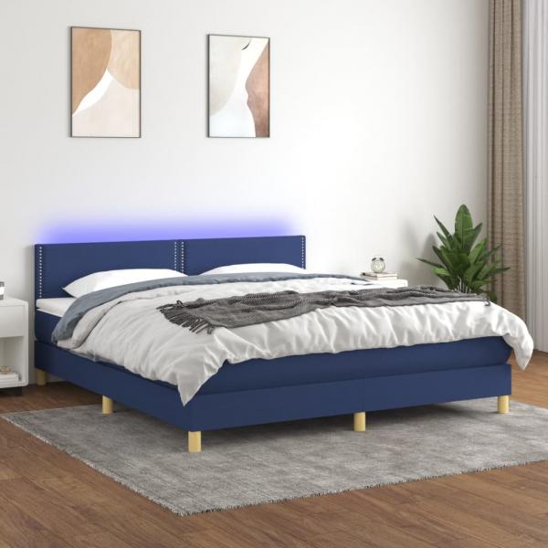 ARDEBO.de - Boxspringbett mit Matratze & LED Blau 180x200 cm Stoff