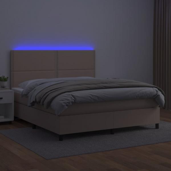 Boxspringbett mit Matratze & LED Cappuccino-Braun 180x200cm