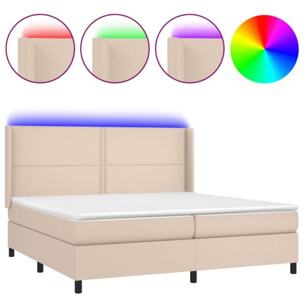 Boxspringbett mit Matratze & LED Cappuccino-Braun 200x200cm