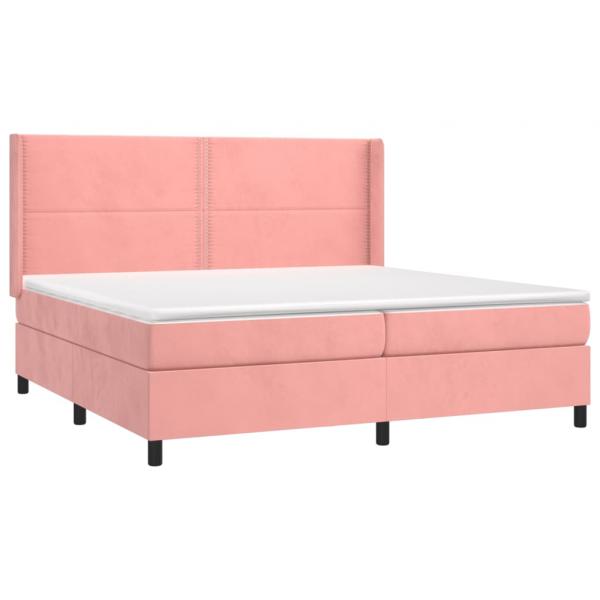 Boxspringbett mit Matratze & LED Rosa 200x200 cm Samt