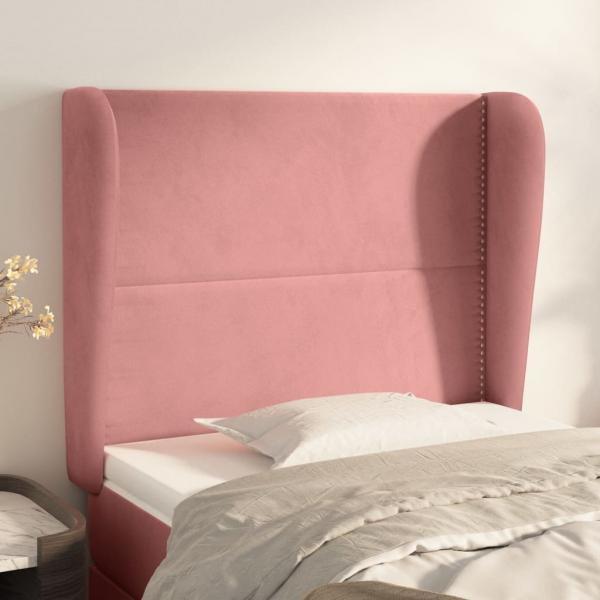 ARDEBO.de - Kopfteil mit Ohren Rosa 103x23x118/128 cm Samt