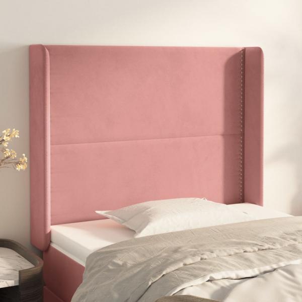 ARDEBO.de - Kopfteil mit Ohren Rosa 103x16x118/128 cm Samt