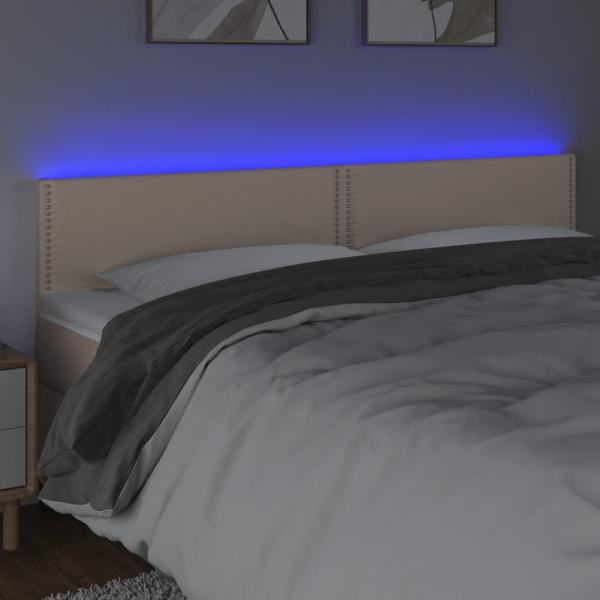 LED Kopfteil Cappuccino-Braun 180x5x78/88 cm Kunstleder