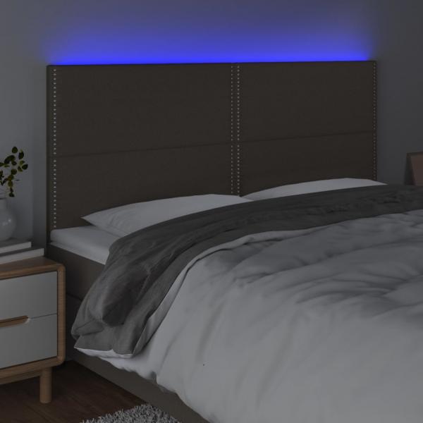 LED Kopfteil Taupe 160x5x118/128 cm Stoff