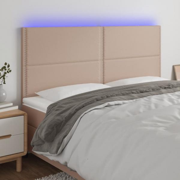 ARDEBO.de - LED Kopfteil Cappuccino-Braun 160x5x118/128cm Kunstleder