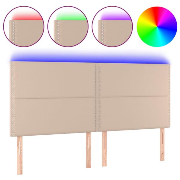 LED Kopfteil Cappuccino-Braun 160x5x118/128cm Kunstleder