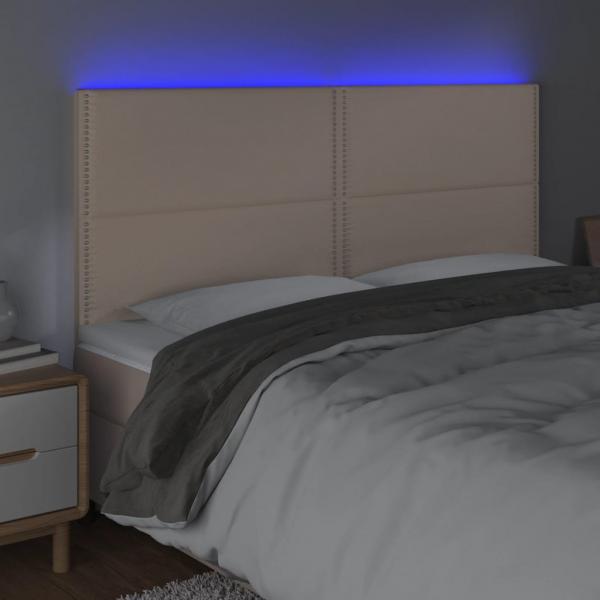 LED Kopfteil Cappuccino-Braun 180x5x118/128cm Kunstleder