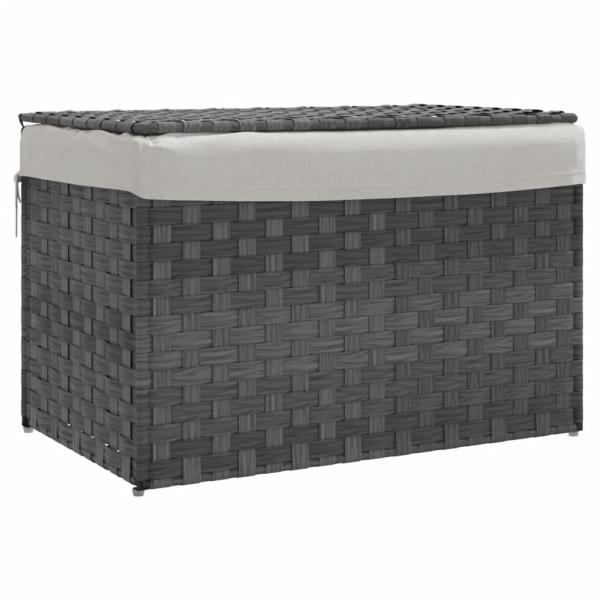 Wäschekorb mit Deckel Grau 55,5x35x34 cm Poly Rattan