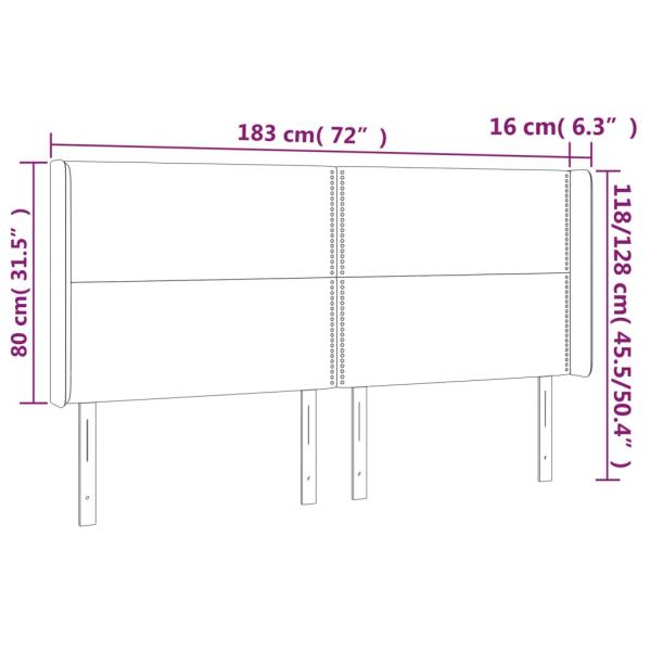 LED Kopfteil Hellgrau 183x16x118/128 cm Stoff