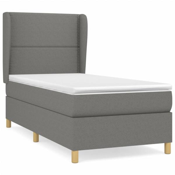 Boxspringbett mit Matratze Dunkelgrau 90x200 cm Stoff