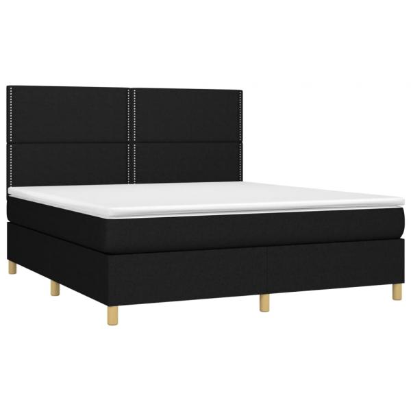 Boxspringbett mit Matratze & LED Schwarz 180x200 cm Stoff