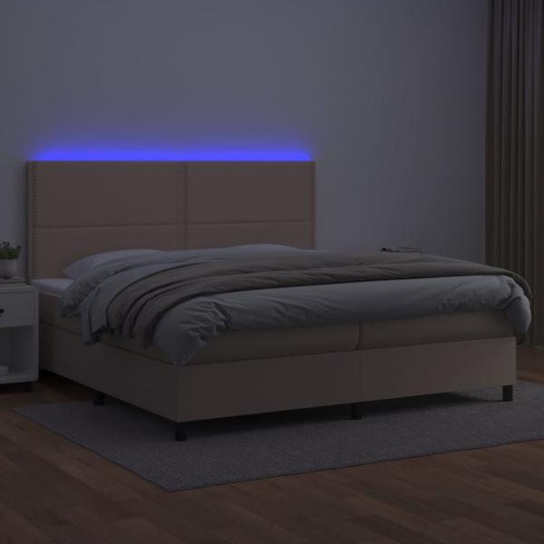 Boxspringbett mit Matratze & LED Cappuccino-Braun 200x200cm