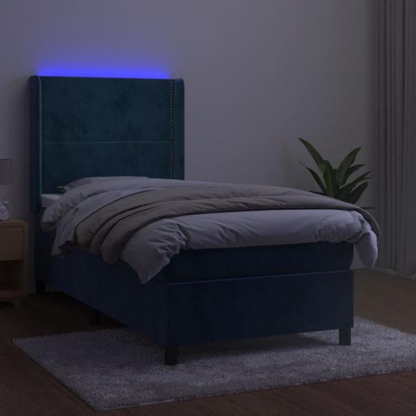 Boxspringbett mit Matratze & LED Dunkelblau 80x200 cm Samt