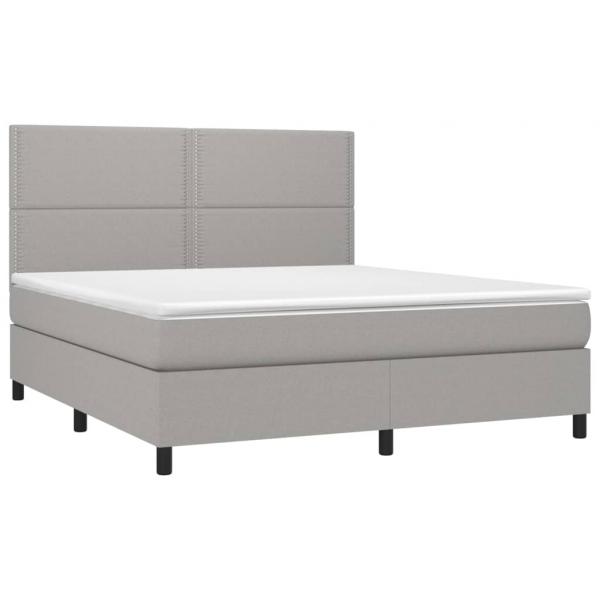 Boxspringbett mit Matratze Hellgrau 160x200 cm Stoff