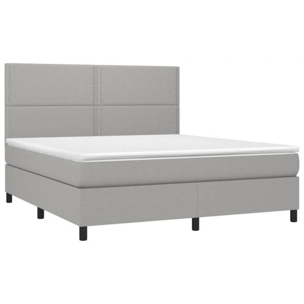 Boxspringbett mit Matratze Hellgrau 180x200 cm Stoff