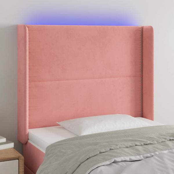 ARDEBO.de - LED Kopfteil Rosa 103x16x118/128 cm Samt