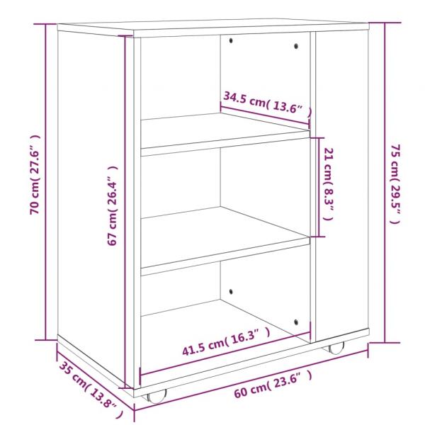 Rollschrank Braun Eichen-Optik 60x35x75 cm Holzwerkstoff