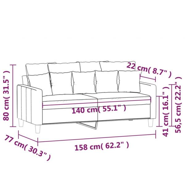 2-Sitzer-Sofa Dunkelgrau 140 cm Samt