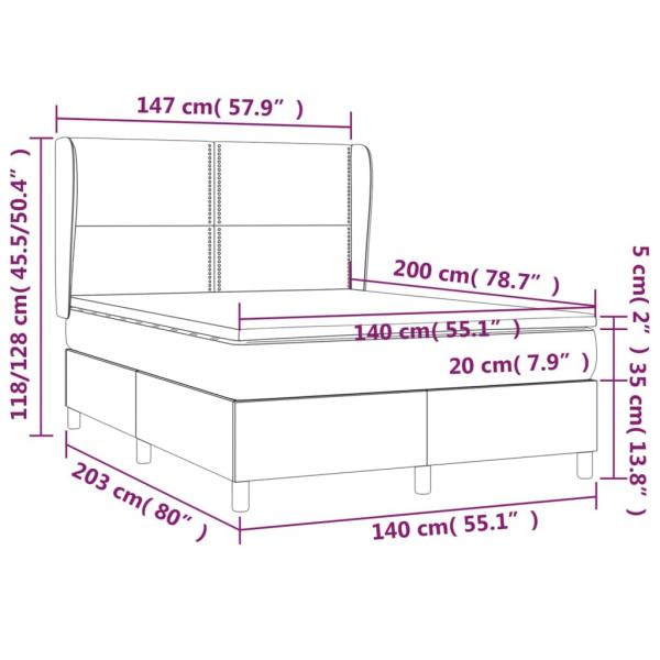 Boxspringbett mit Matratze Taupe 140x200 cm Stoff