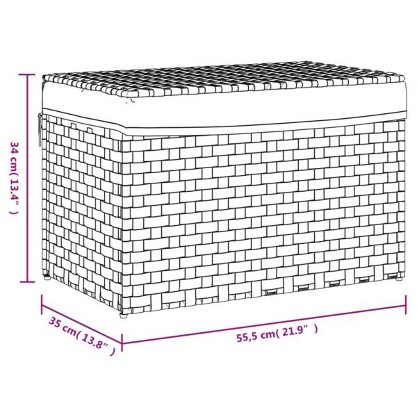 Wäschekorb mit Deckel Schwarz 55,5x35x34 cm Poly Rattan