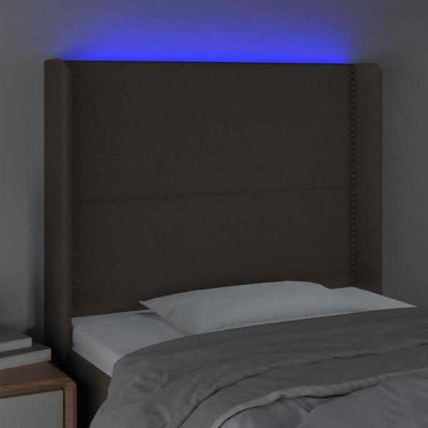 LED Kopfteil Taupe 93x16x118/128 cm Stoff