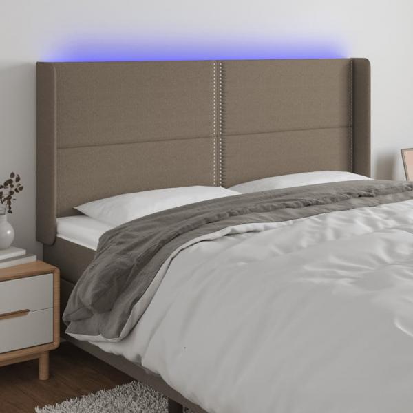 ARDEBO.de - LED Kopfteil Taupe 163x16x118/128 cm Stoff