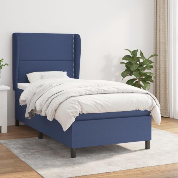 ARDEBO.de - Boxspringbett mit Matratze Blau 90x190 cm Stoff