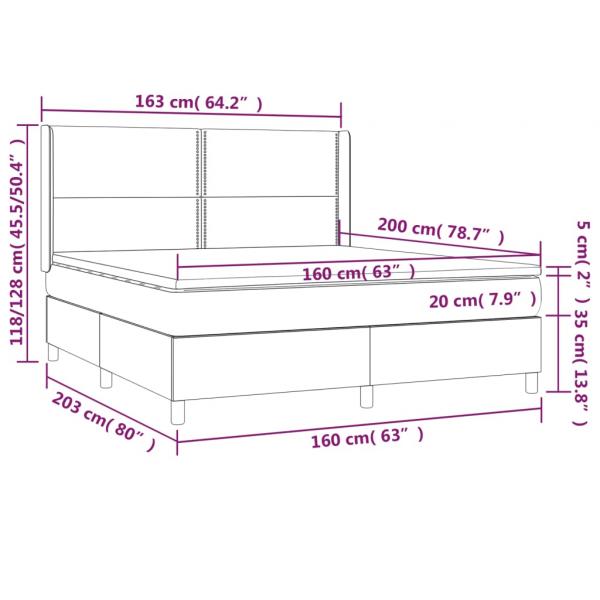 Boxspringbett mit Matratze Dunkelgrau 160x200 cm Stoff