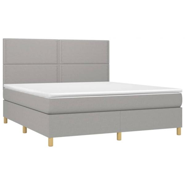 Boxspringbett mit Matratze & LED Hellgrau 180x200 cm Stoff