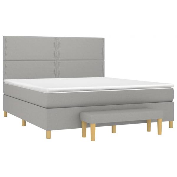 Boxspringbett mit Matratze Hellgrau 180x200 cm Stoff