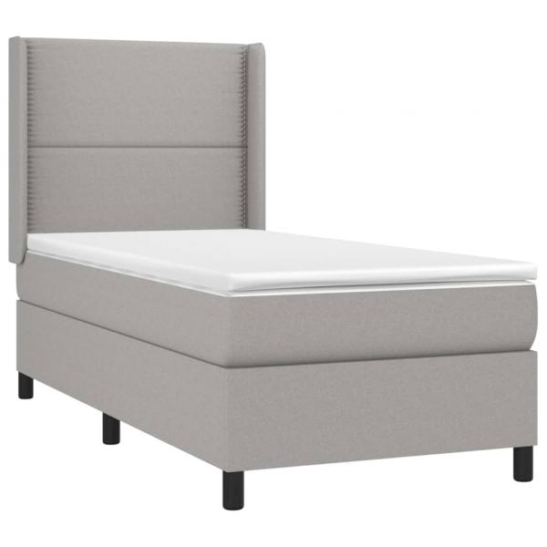 Boxspringbett mit Matratze & LED Hellgrau 90x190 cm Stoff