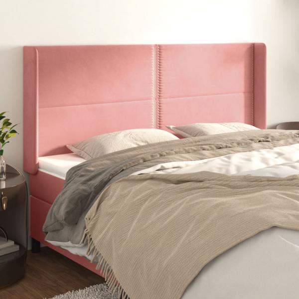 ARDEBO.de - Kopfteil mit Ohren Rosa 203x16x118/128 cm Samt