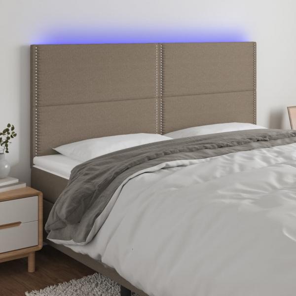 ARDEBO.de - LED Kopfteil Taupe 180x5x118/128 cm Stoff