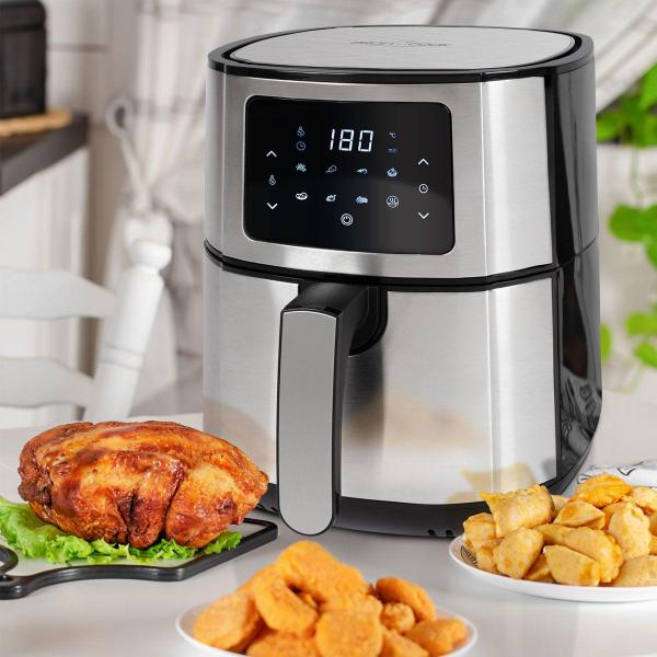 Proficook PC-FR 1239 H Heißluft-Fritteuse, XXL, 5,5 L, Cool Touch-Griff, schwarz/edelstahl