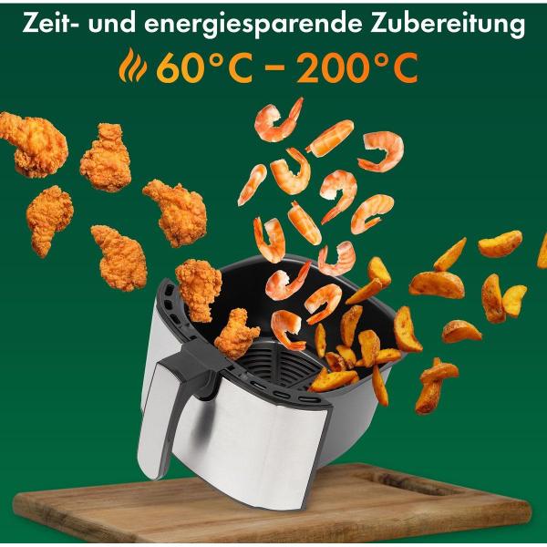 Proficook PC-FR 1239 H Heißluft-Fritteuse, XXL, 5,5 L, Cool Touch-Griff, schwarz/edelstahl