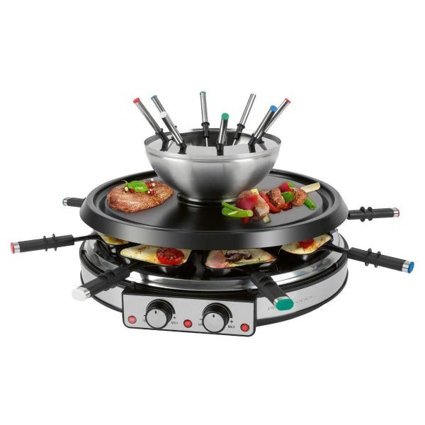 ARDEBO.de ProfiCook Raclette-/Fonduekombination PC-RG/FD 1245, 1900 W, Edelstahl