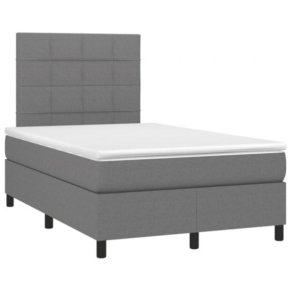 Boxspringbett mit Matratze & LED Dunkelgrau 120x200 cm Stoff