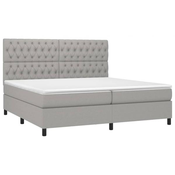 Boxspringbett mit Matratze & LED Hellgrau 200x200 cm Stoff