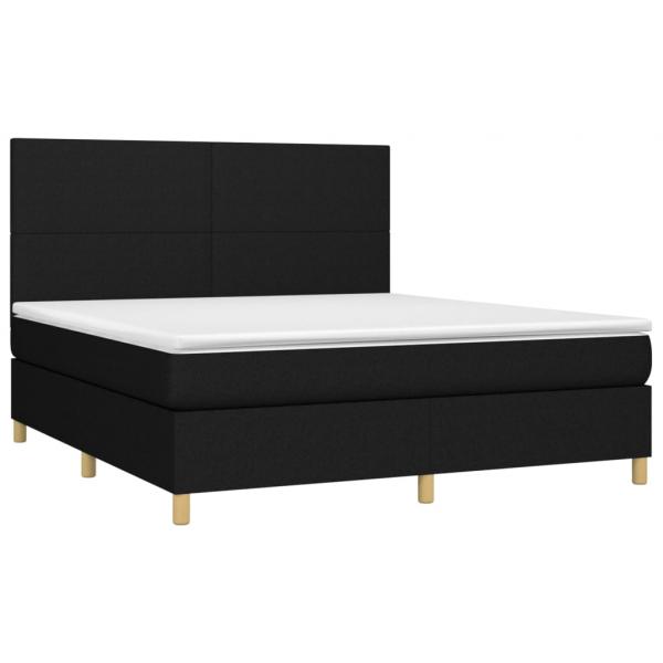 Boxspringbett mit Matratze & LED Schwarz 160x200 cm Stoff