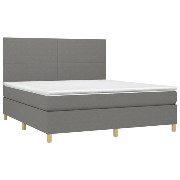 Boxspringbett mit Matratze & LED Dunkelgrau 180x200 cm Stoff