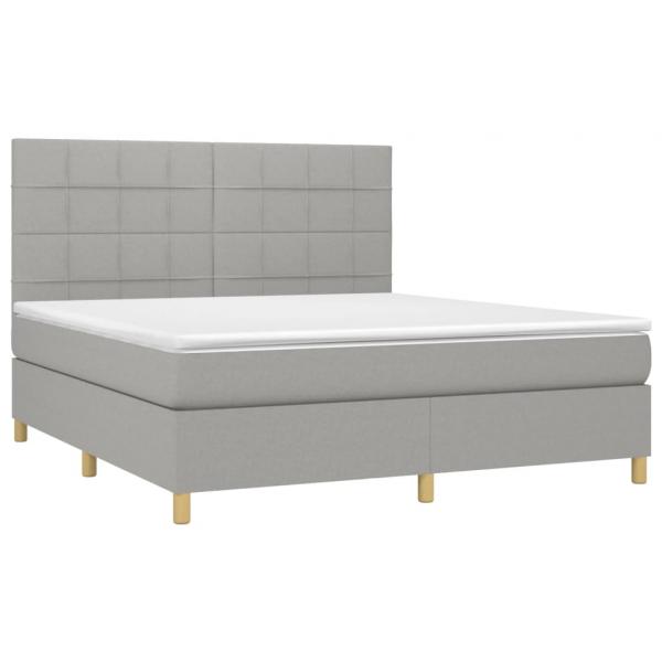 Boxspringbett mit Matratze & LED Hellgrau 160x200 cm Stoff