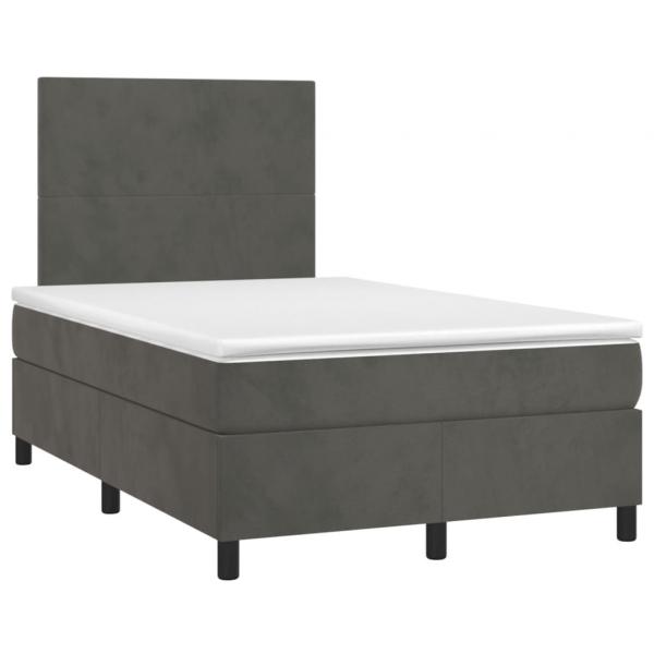 Boxspringbett mit Matratze & LED Dunkelgrau 120x200 cm Samt