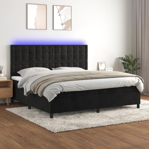 ARDEBO.de - Boxspringbett mit Matratze & LED Schwarz 200x200 cm Samt