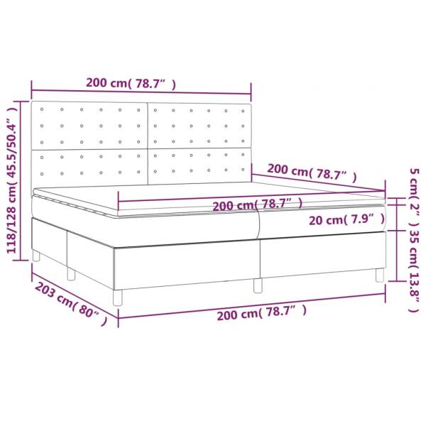 Boxspringbett mit Matratze & LED Schwarz 200x200 cm Samt